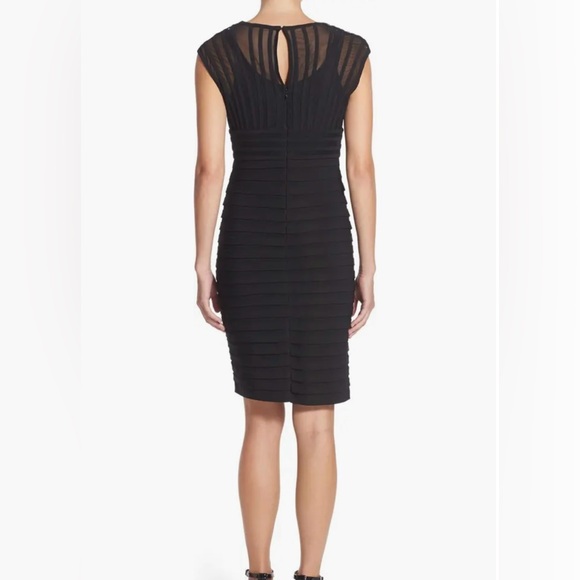 Adrianna Papell Pleated Jersey Sheath Midi Dress, Black, Size 6 - Picture 3 of 14